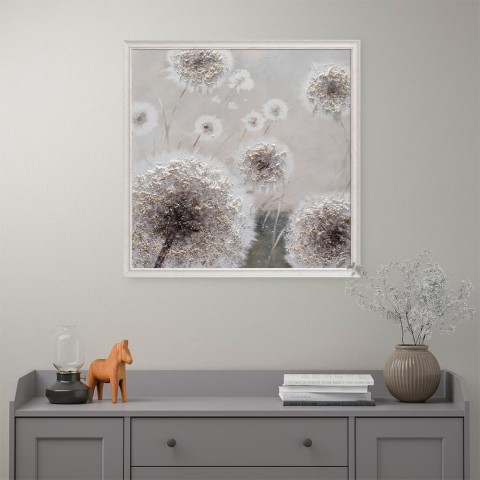 Tableau moderne peinture fleurs de pissenlits peinte à la main sur toile cadre 100 × 100 cm W729 Promotion