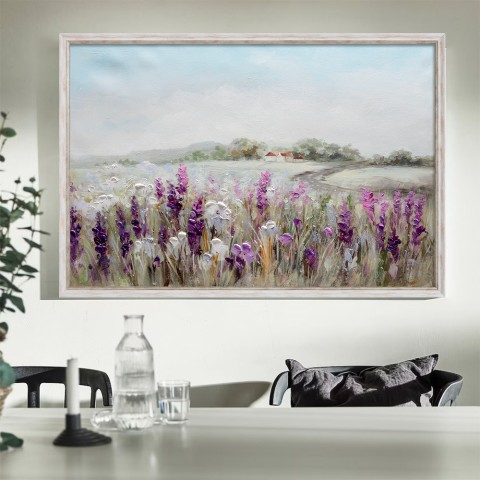 Peinture peinte à la main sur toile paysage champ de fleurs 60x90cm W619