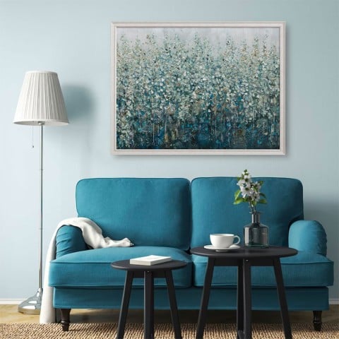 Abstract schilderij met bloemen op doek in lijst 90x120cm W669 Aanbieding
