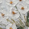 Handgeschilderd schilderij op doek met witte bloemen in weide met lijst 30x30cm Z501 Catalogus