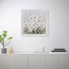 Handgeschilderd schilderij op doek met witte bloemen in weide met lijst 30x30cm Z501 Aanbieding