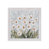 Handgeschilderd schilderij op doek met witte bloemen in weide met lijst 30x30cm Z501 Korting