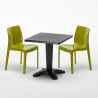 Table Carrée Noire 70x70cm Avec 2 Chaises Colorées Grand Soleil Set Bar Café Ice Aia Prix