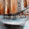 Handgeschilderd schilderij zeilboot op doek 30x90cm met lijst Z421 Voorraad