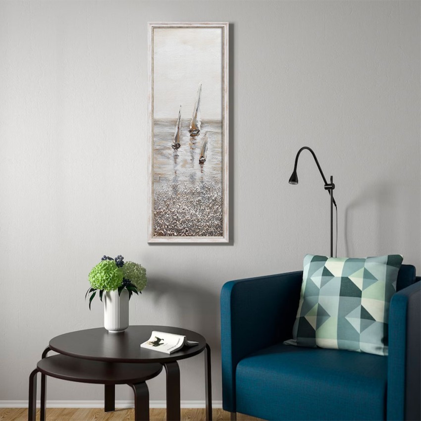 Handgeschilderd schilderij op doek 30x90cm zeilboten met lijst Z511 Aanbieding Handgeschilderd schilderij op doek 30x90cm zeilboten met lijst Z511 Aanbieding