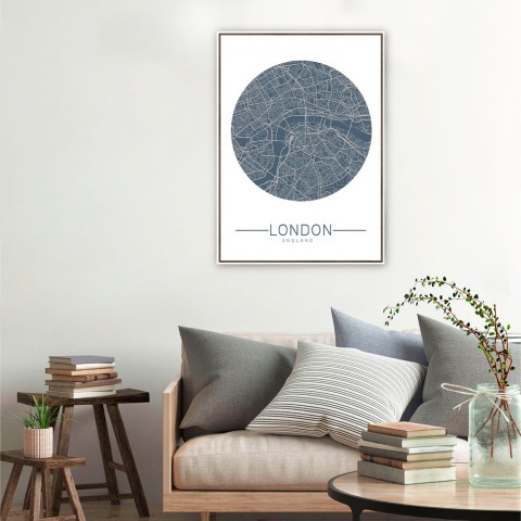 Tableau décoratif moderne photographique carte ville Londres cadre 50 × 70 cm Unika 0006