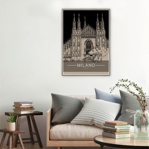 Tableau décoratif moderne photographique ville Milan cadre 50 × 70 cm Unika 0011