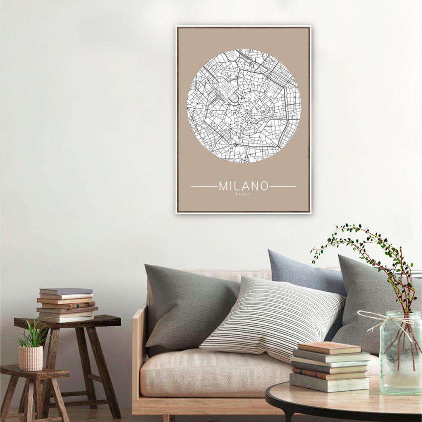 Fotoprint stadkaart Milaan met lijst 50x70cm Unika 0012 Aanbieding Fotoprint stadkaart Milaan met lijst 50x70cm Unika 0012 Aanbieding