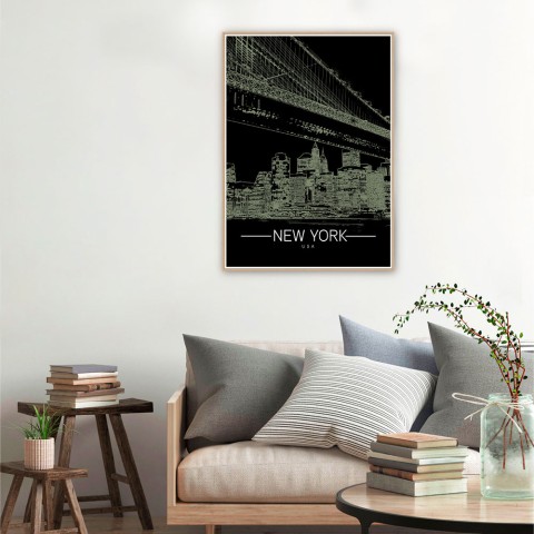 Tableau décoratif moderne photographique photo ville New York cadre 50 × 70 cm Unika 0013 Promotion