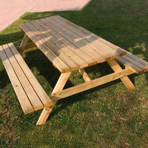 Table de pique-nique bancs en bois pour jardin extérieur 180x150cm