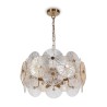 Moderne plafondlamp goudkleurig metaal glazen schijven Aster Maytoni Verkoop