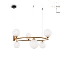 Suspension salon anneau cercle 6 lumières sphères Ring Maytoni Vente