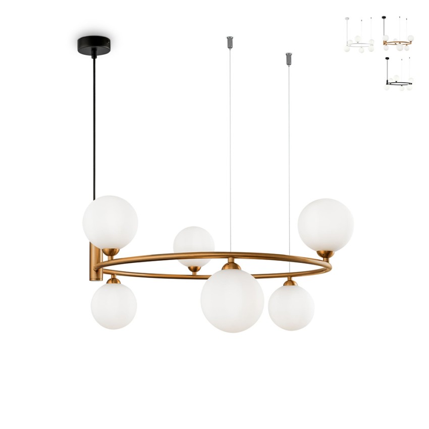 Suspension salon anneau cercle 6 lumières sphères Ring Maytoni Vente Suspension salon anneau cercle 6 lumières sphères Ring Maytoni Vente