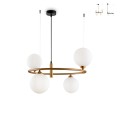 Moderne plafondlamp met hangende ring en 4 bollen Ring Maytoni Aanbieding