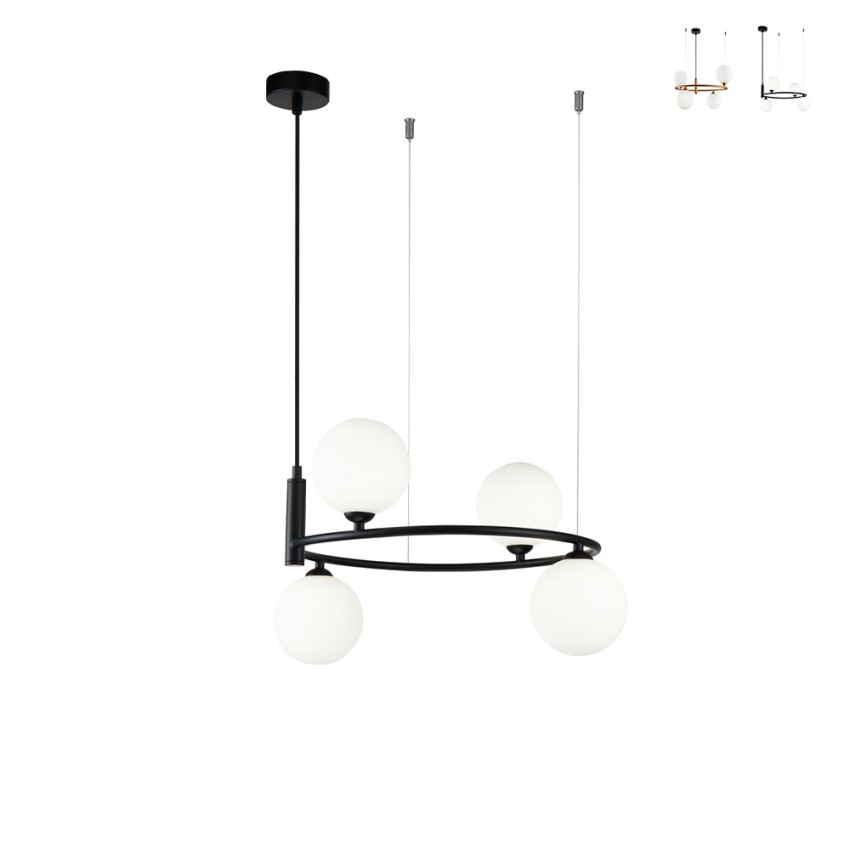 Moderne plafondlamp met hangende ring en 4 bollen Ring Maytoni Verkoop