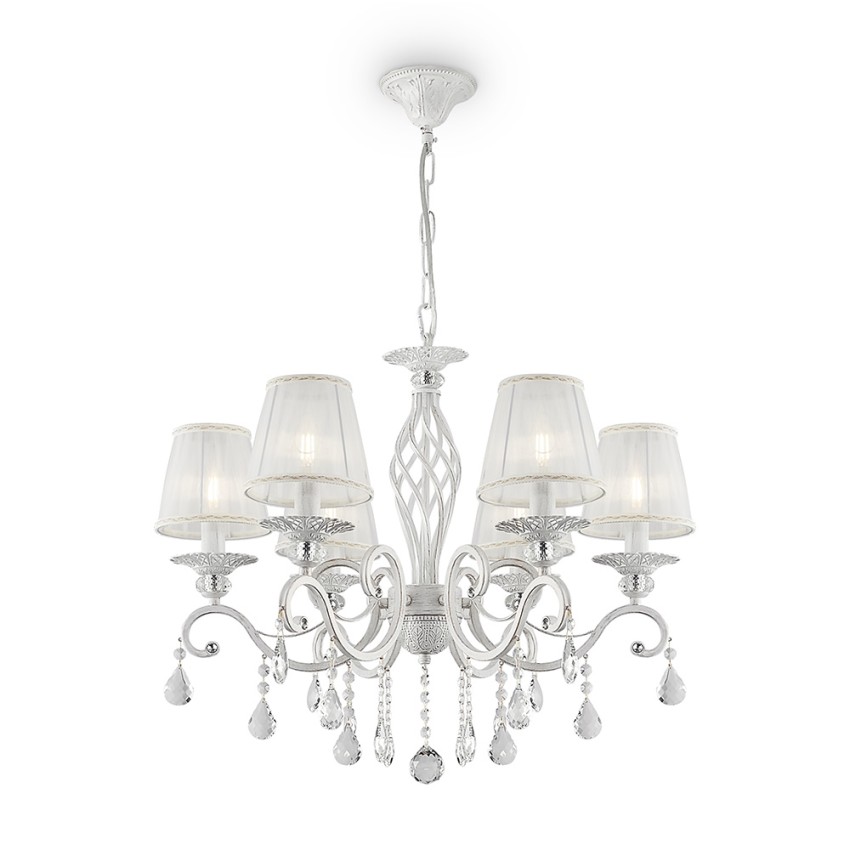 Klassieke witte kroonluchter plafondlamp met kristallen Grace Maytoni Aanbieding Klassieke witte kroonluchter plafondlamp met kristallen Grace Maytoni Aanbieding