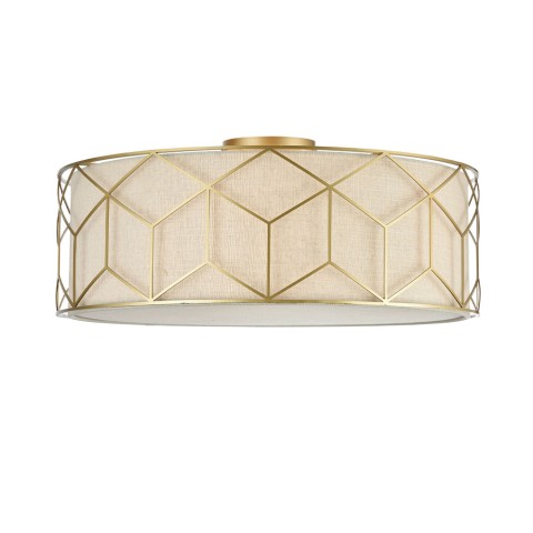 Moderne plafondlamp goud met stoffen kap Messina Maytoni Aanbieding
