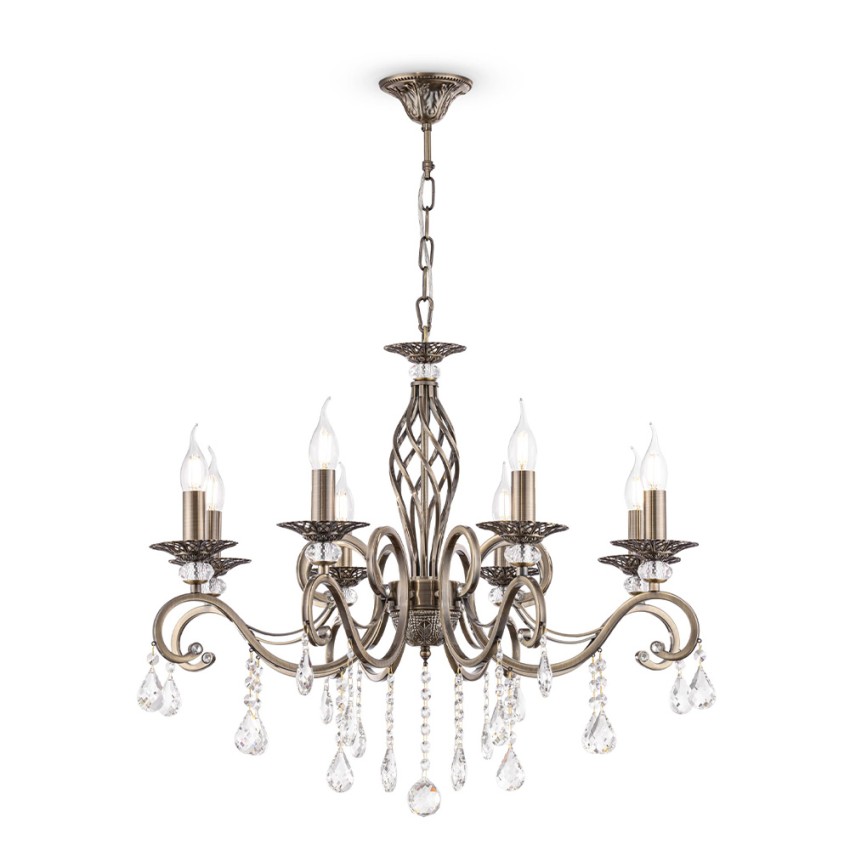 Lustre classique à 8 lumières avec pampilles en cristal Grace Maytoni Promotion