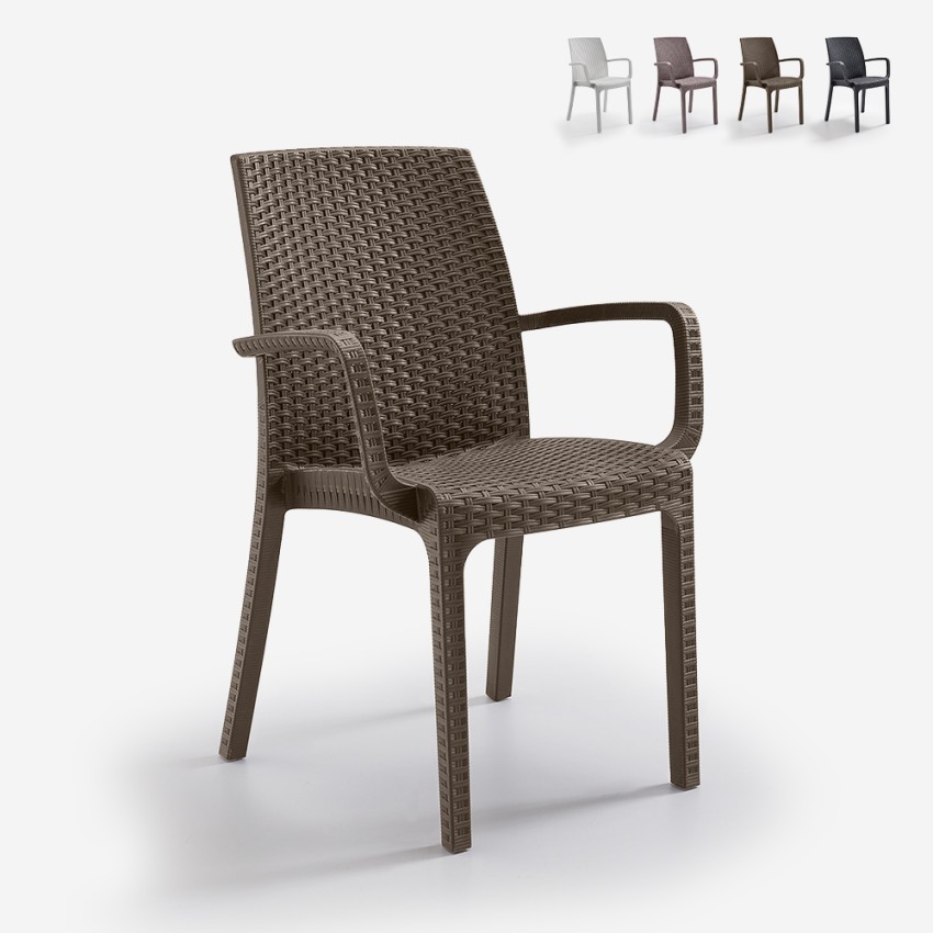 Chaise empilable polyrotin accoudoirs bar jardin extérieur Indiana BICA Promotion