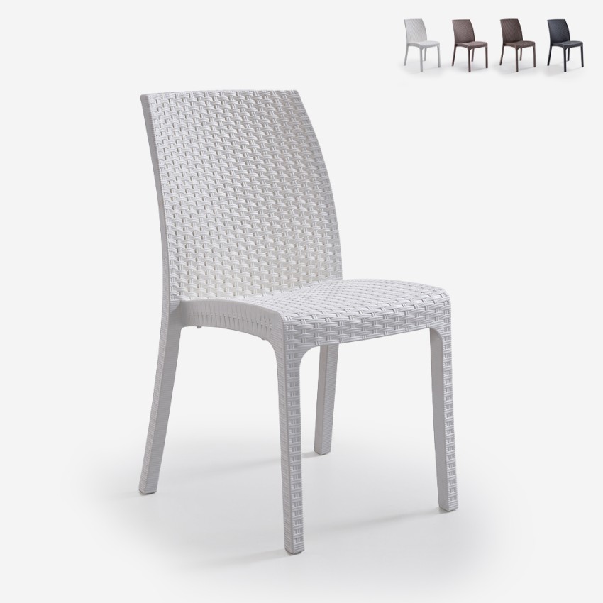 Chaise en polyrotin empilable pour bar jardin intérieur extérieur Virginia BICA Vente