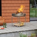 Tuinkomfoor met barbecue hout houder Ø 63cm roest staal Nagliai Aanbod