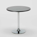 Ronde salontafel zwart 70x70 cm met stalen onderstel en 2 transparante stoelen B-Side Ghost 
