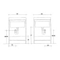 Meuble lavabo 2 portes avec planche à laver 60x50cm Edilla Montegrappa Dimensions