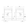 Meuble lavabo 2 portes avec planche à laver 60x50cm Edilla Montegrappa Dimensions