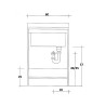 Lavabo 60x60cm armoire 2 portes avec axe de lavabo Edilla Montegrappa Dimensions