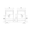 Meuble de buanderie avec bac en bois 2 portes 60x50cm Edilla Montegrappa Dimensions