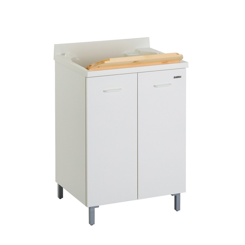 Wasmeubel met kast 2 deuren 60x50cm bak houten plank Edilla Montegrappa Aanbieding Wasmeubel met kast 2 deuren 60x50cm bak houten plank Edilla Montegrappa Aanbieding