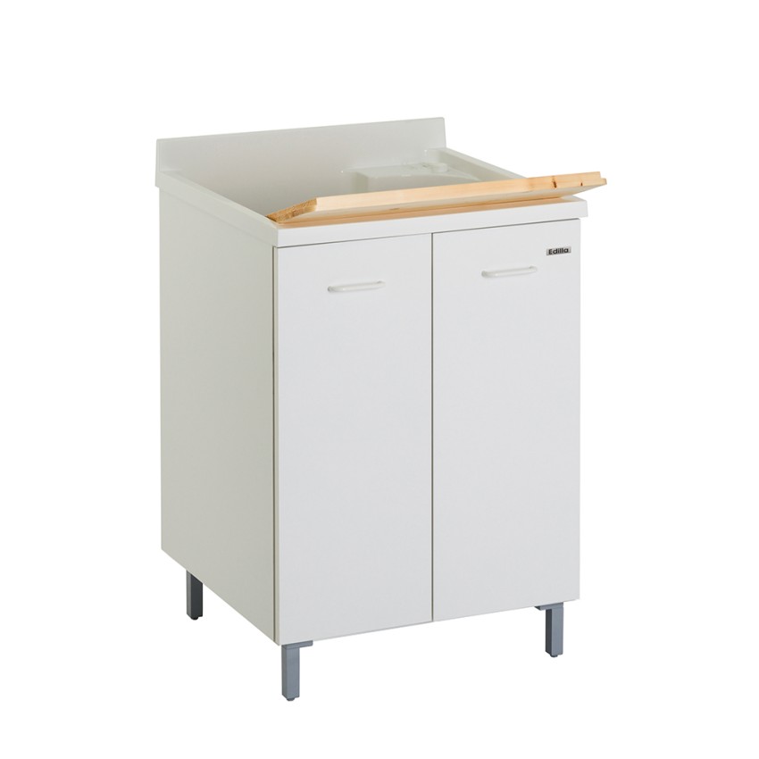 Mobiele wasbak voor bijkeuken met houten plank, 2 deuren, 60x60cm Edilla Montegrappa Aanbieding Mobiele wasbak voor bijkeuken met houten plank, 2 deuren, 60x60cm Edilla Montegrappa Aanbieding