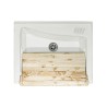 Wastafel 63x50cm keramische wasbak met 2 deuren en houten plank Acqua Edilla Voorraad
