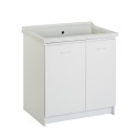 Keramische wasbak met wasbak, 2 deurtjes, 83x60cm, houten plank Acqua Edilla Korting