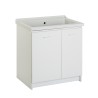 Keramische wasbak met wasbak, 2 deurtjes, 83x60cm, houten plank Acqua Edilla Korting