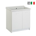 Keramische wasbak met wasbak, 2 deurtjes, 83x60cm, houten plank Acqua Edilla Aanbod