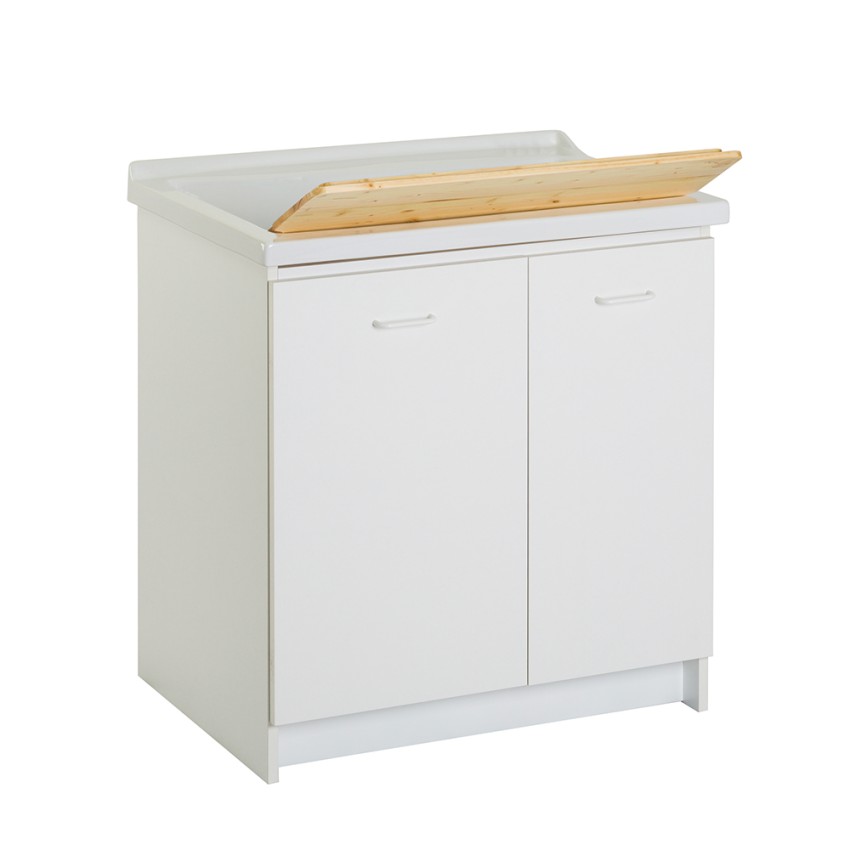 Meuble lave-main céramique 2 portes 83x60cm avec planche en bois Acqua Edilla Promotion Meuble lave-main céramique 2 portes 83x60cm avec planche en bois Acqua Edilla Promotion