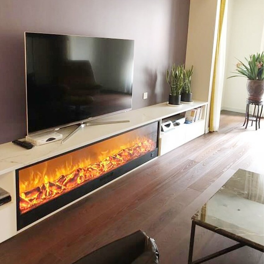 WODD - Meuble TV 180 cm avec cheminée chauffante électrique