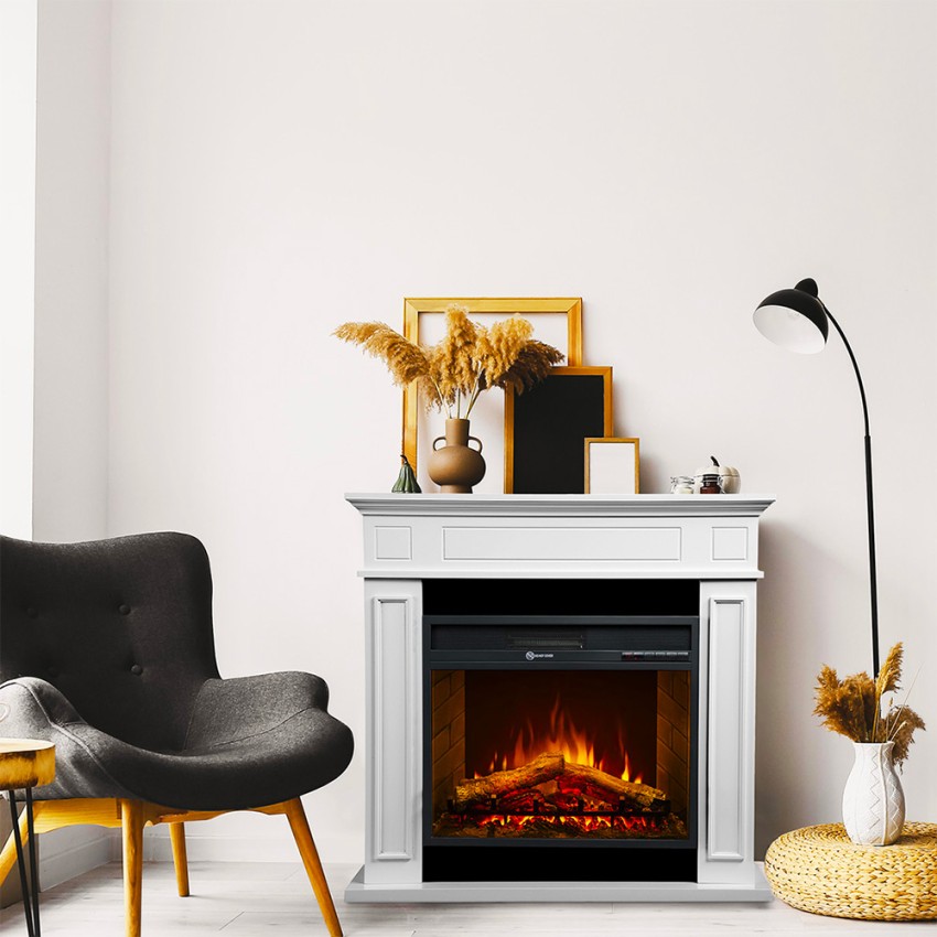 Elektrische haard vrijstaand hout wit L 89,5 x H 90,5 x D 28 Jefferson Aanbieding Elektrische haard vrijstaand hout wit L 89,5 x H 90,5 x D 28 Jefferson Aanbieding