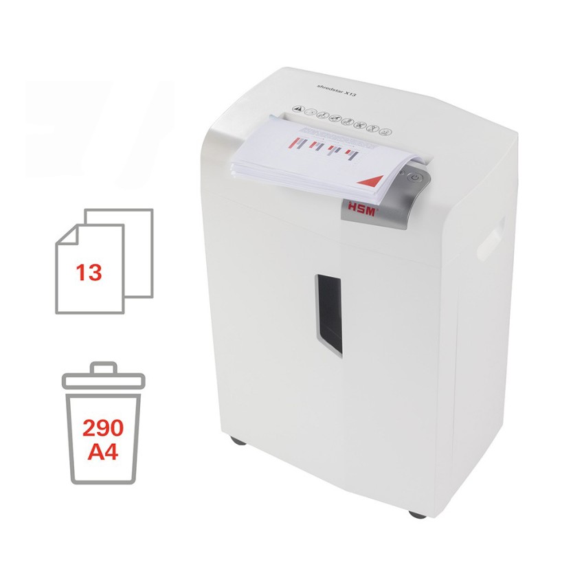 Destructeur de documents de bureau coupe CD 13 feuilles 4 x 37mm X13 Shredstar HSM Promotion