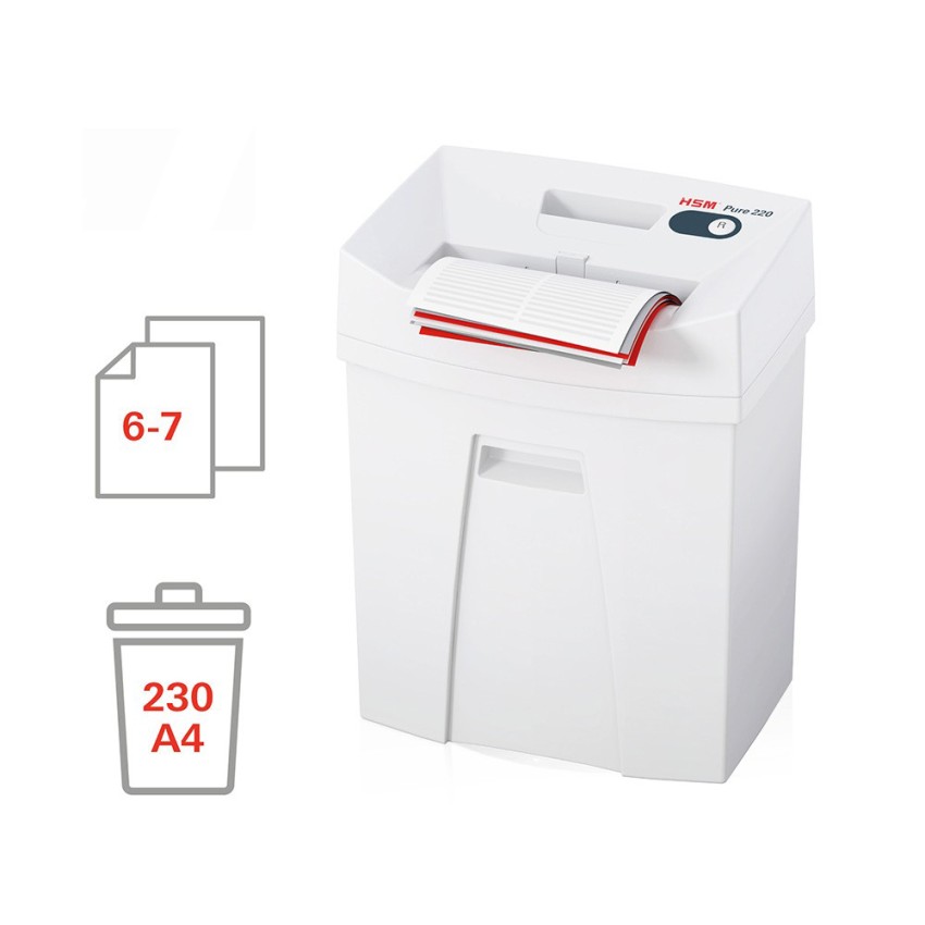Professionele papierversnipperaar Pure 220 HSM voor kantoor 4 x 25 mm Aanbieding Professionele papierversnipperaar Pure 220 HSM voor kantoor 4 x 25 mm Aanbieding