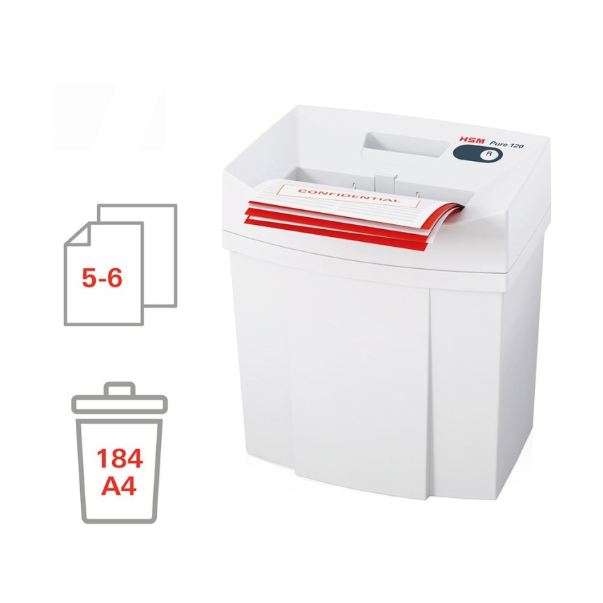Kantoor papierversnipperaar 5-6 vel 4 x 25mm Pure 120 HSM Aanbieding Kantoor papierversnipperaar 5-6 vel 4 x 25mm Pure 120 HSM Aanbieding
