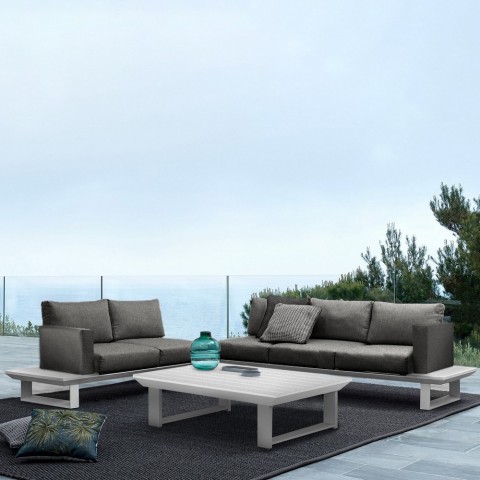 Salon de jardin canapés d'angle avec coussins et table basse Costa del Sol