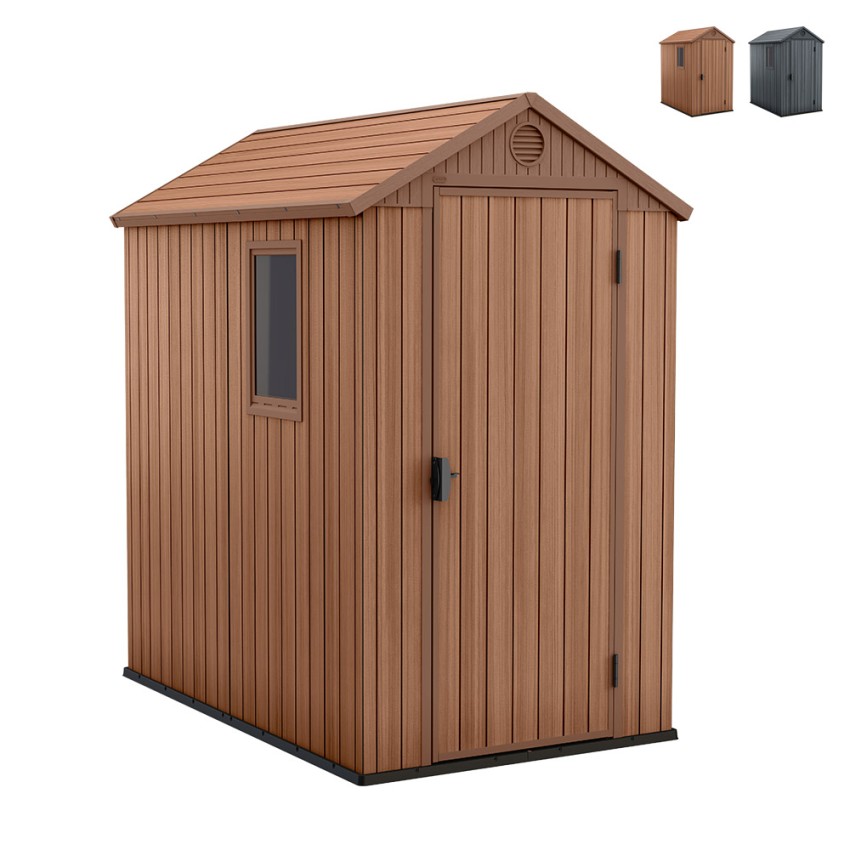 Keter Darwin 4x6 Tuinhuisje PVC Houtlook 125x184x205cm Aanbieding Keter Darwin 4x6 Tuinhuisje PVC Houtlook 125x184x205cm Aanbieding