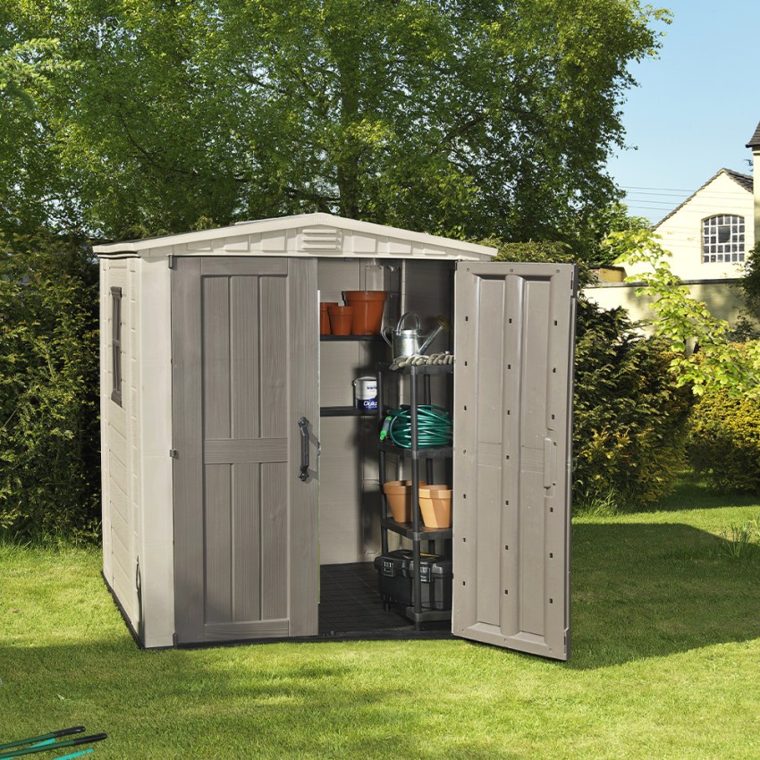 Keter Factor 6x6 K209872 Tuinhuisje van Kunststof met Planken 178x195,5x208cm Aanbieding Keter Factor 6x6 K209872 Tuinhuisje van Kunststof met Planken 178x195,5x208cm Aanbieding