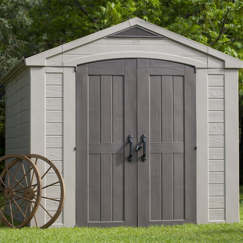 Kunststof tuinhuis met planken 256,4x331,5x243cm Factor 8x11 Keter K209876 Aanbieding Kunststof tuinhuis met planken 256,4x331,5x243cm Factor 8x11 Keter K209876 Aanbieding