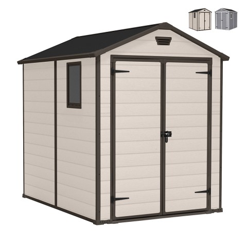 Grote PVC tuinhuis van hars 185,8x236,8x227cm Manor 6x8 Keter Aanbieding