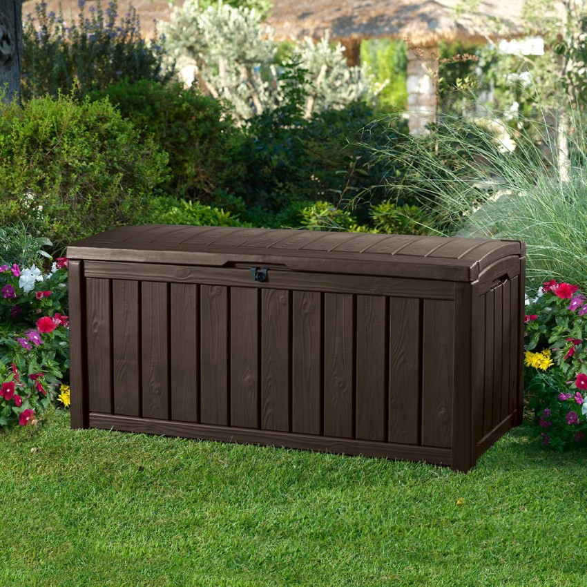 Coffre de rangement multifonction en résine pour jardin Glenwood Keter K208987 Promotion