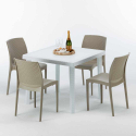 Vierkante salontafel wit 90x90 cm met stalen onderstel en 4 gekleurde stoelen Boheme Love Catalogus