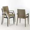 Vierkante salontafel wit 90x90 cm met stalen onderstel en 4 gekleurde stoelen Bistrot Arm Love 
